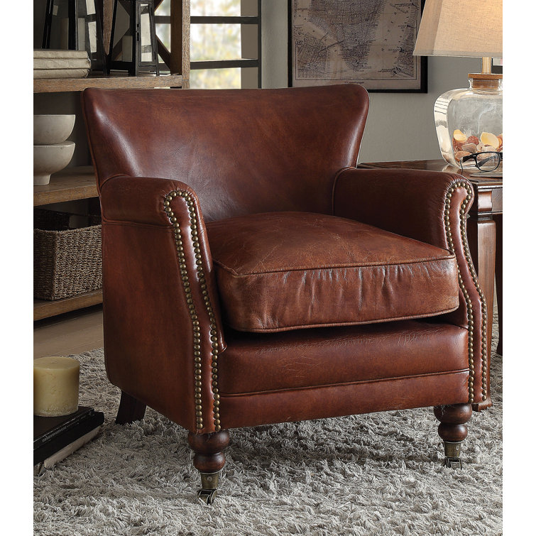 Canora Grey Tilford 29'' Wide Genuine Leather Top Grain Leather Club